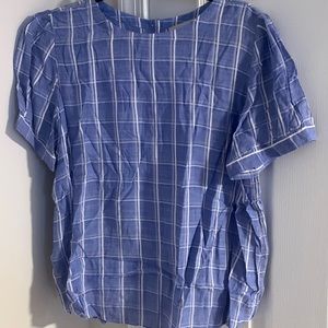 Loft Puff Sleeve Top with Button Back Detail